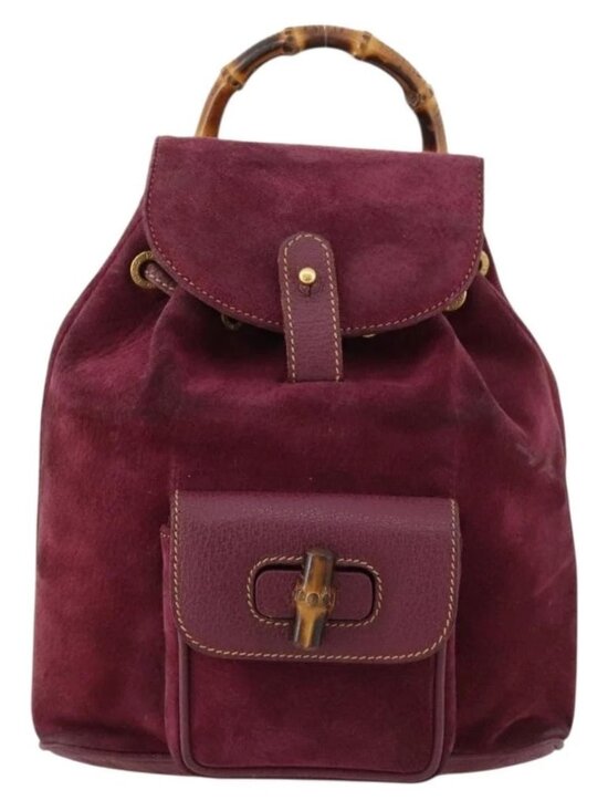 GUCCI Bamboo Backpack Suede Purple Gold 003 1705 0030 Auth BA10642 main image 7